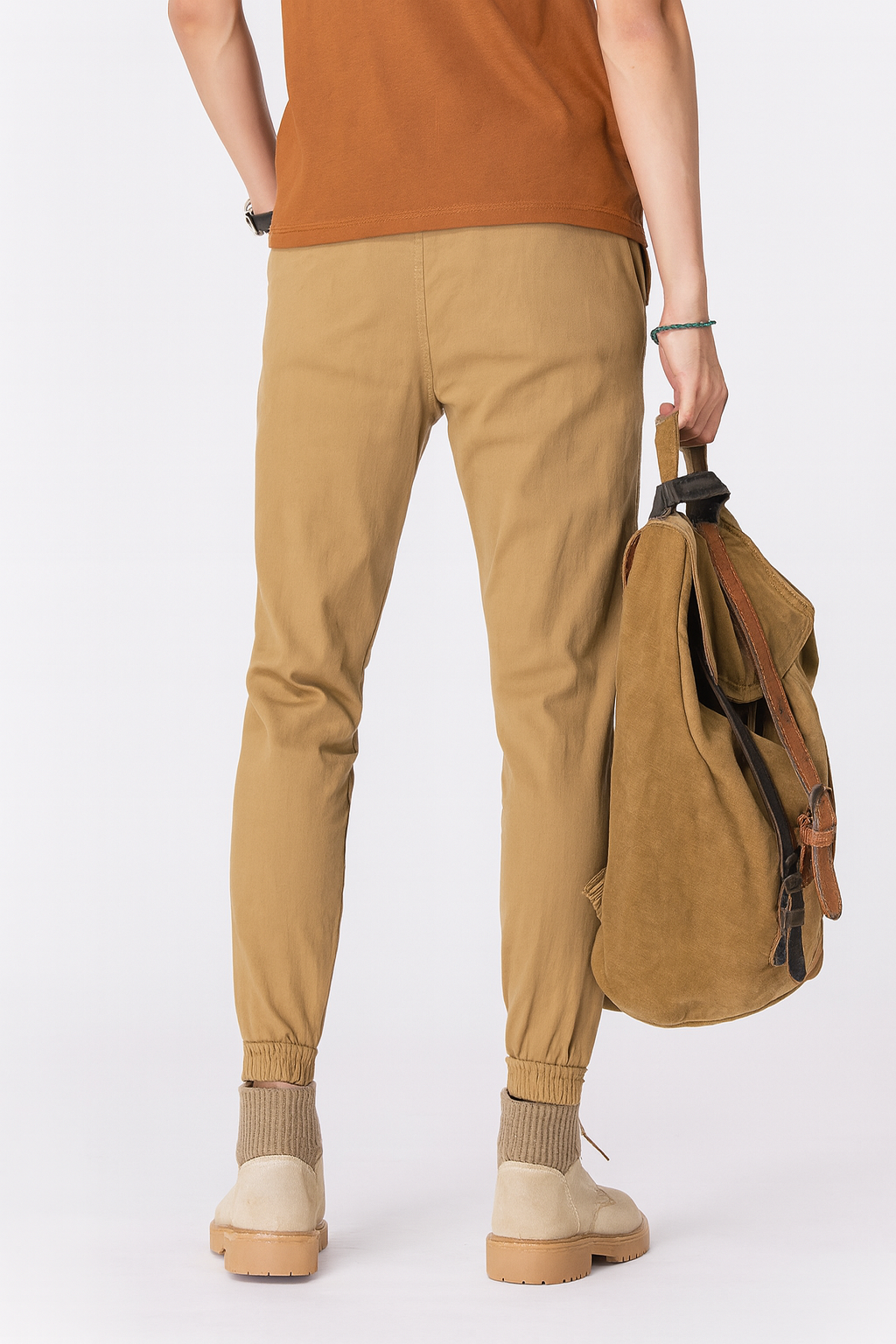 Men’s Casual Beige Jogger Pants with Drawstring' /MH