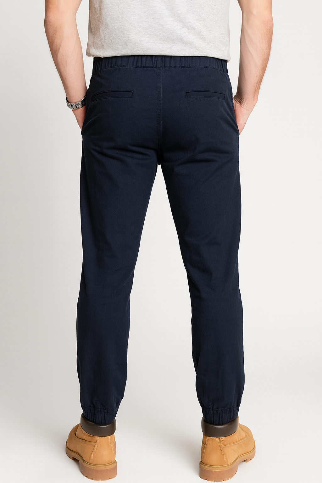 Men’s Navy Blue Slim Fit Jogger Pants with Drawstring'/MH