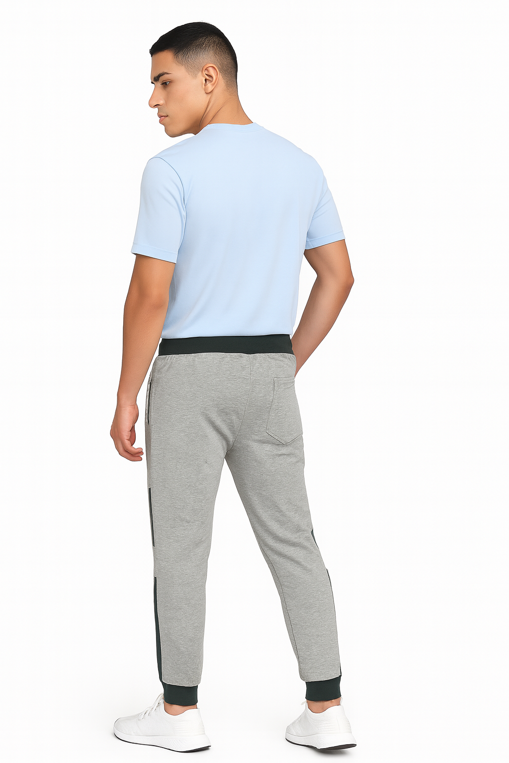 Men’s Grey Joggers with Dark Black Stripe Panels'/ MH