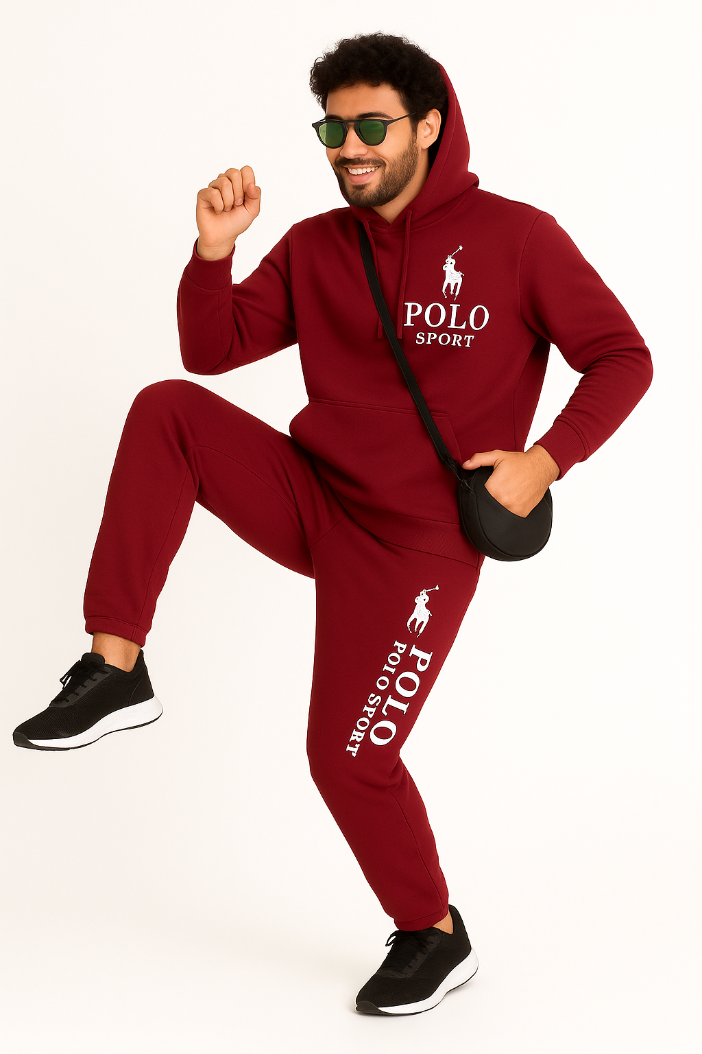 “Men’s Polo Tracksuit – Hoodie & Joggers Set in Maroon”/MH