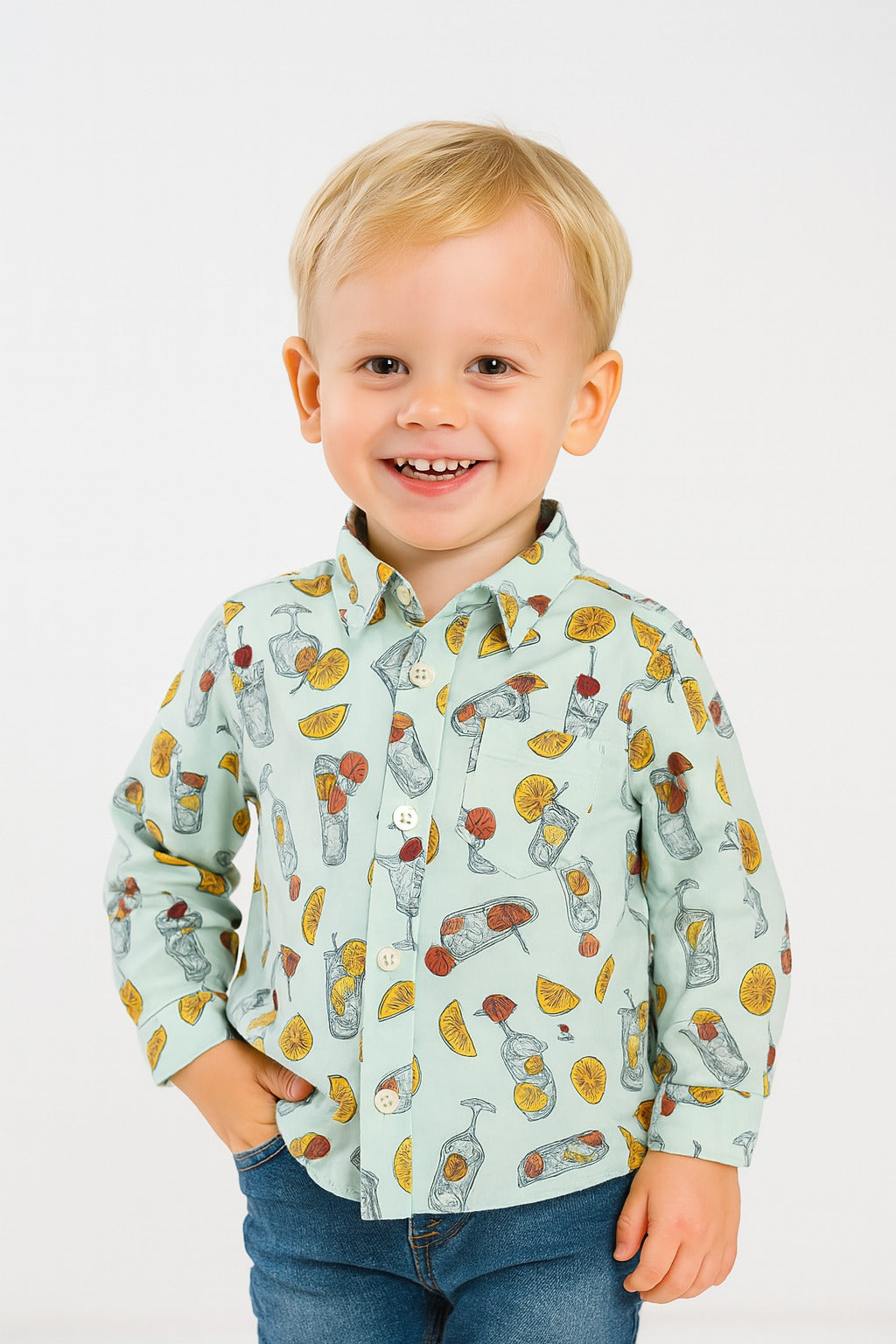 Tropical Refreshment Print Cotton Shirt for Boys MH