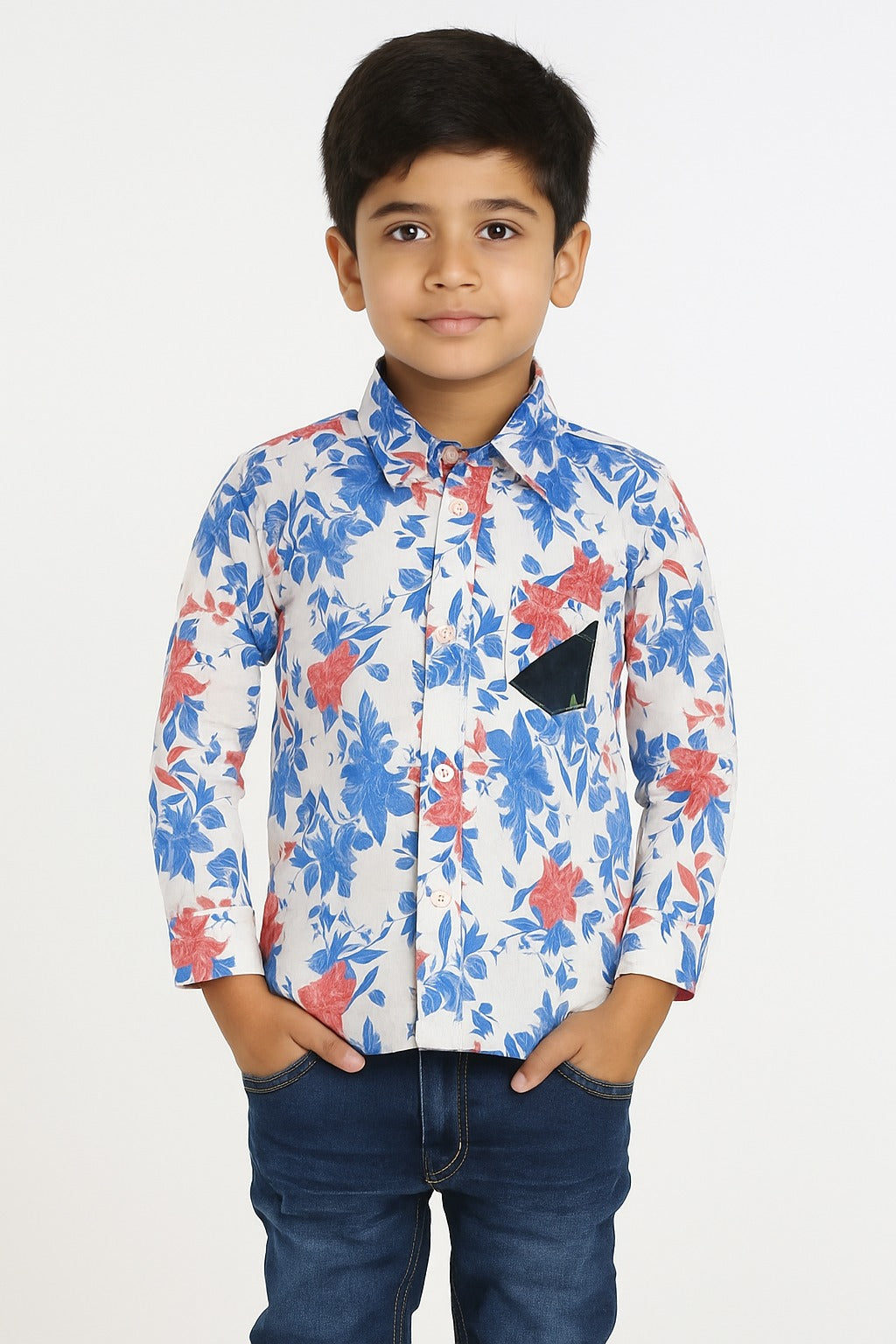 Coral & Cobalt Boys’ Floral Button-Down Shirt MH