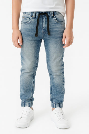 Kids' Elastic Cuffs Denim Jogger Jeans I MH