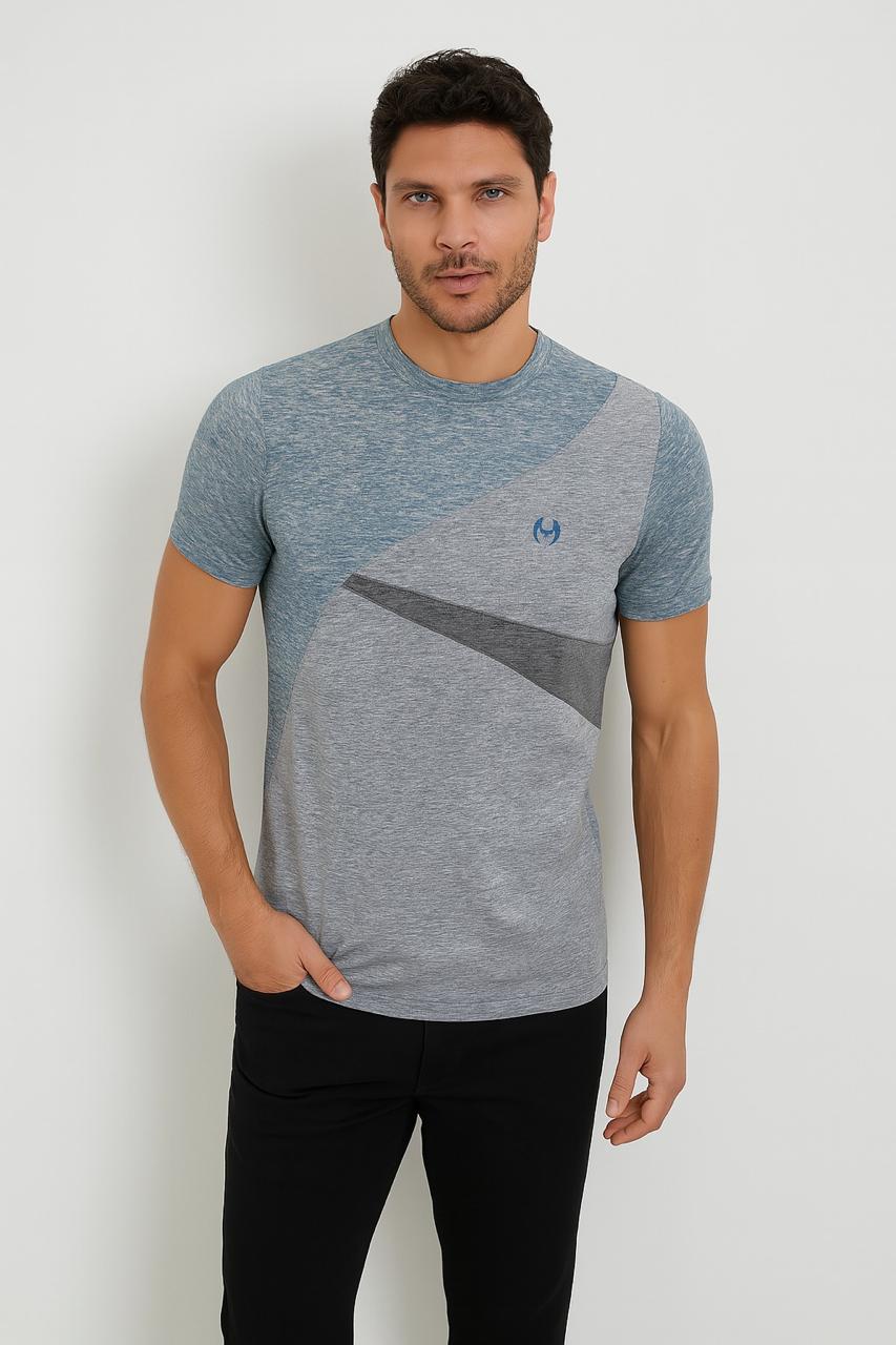 Men's Geometric Design Crew Neck T-Shirt | MH