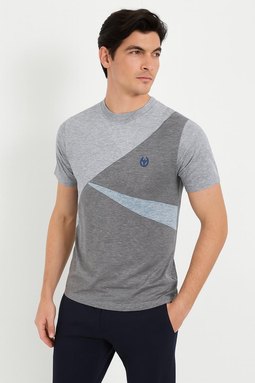 Men's Geometric Design Crew Neck T-Shirt | MH