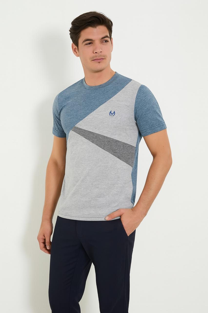 Men's Geometric Design Crew Neck T-Shirt | MH