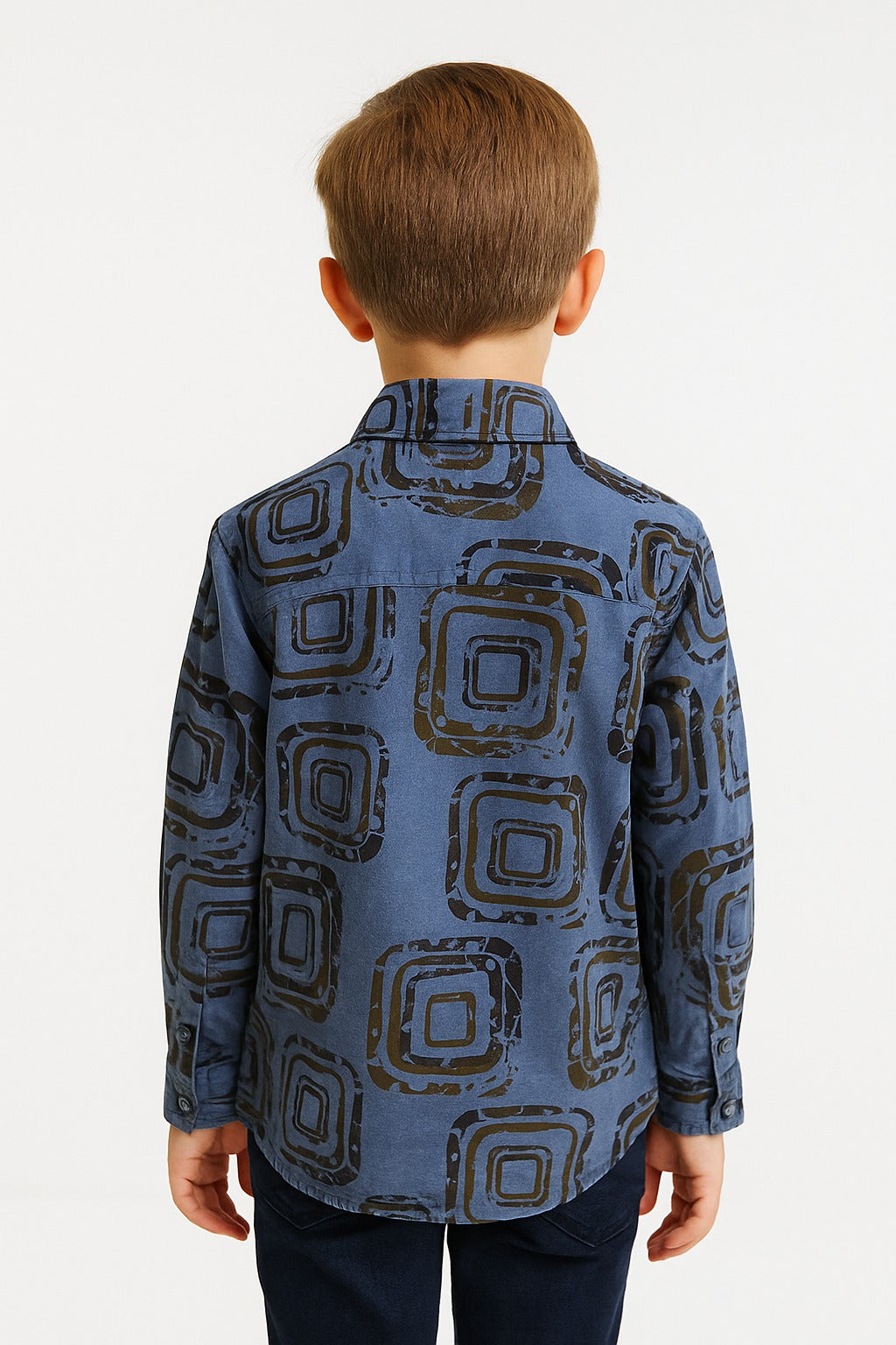 Stylish Blue Patterned Cotton Shirt MH