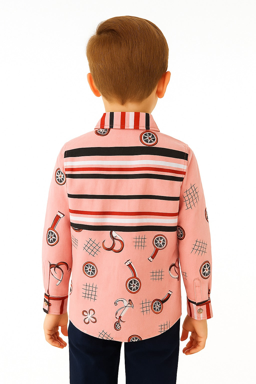 Trendy Tricycle Print Cotton Shirt for Boys MH