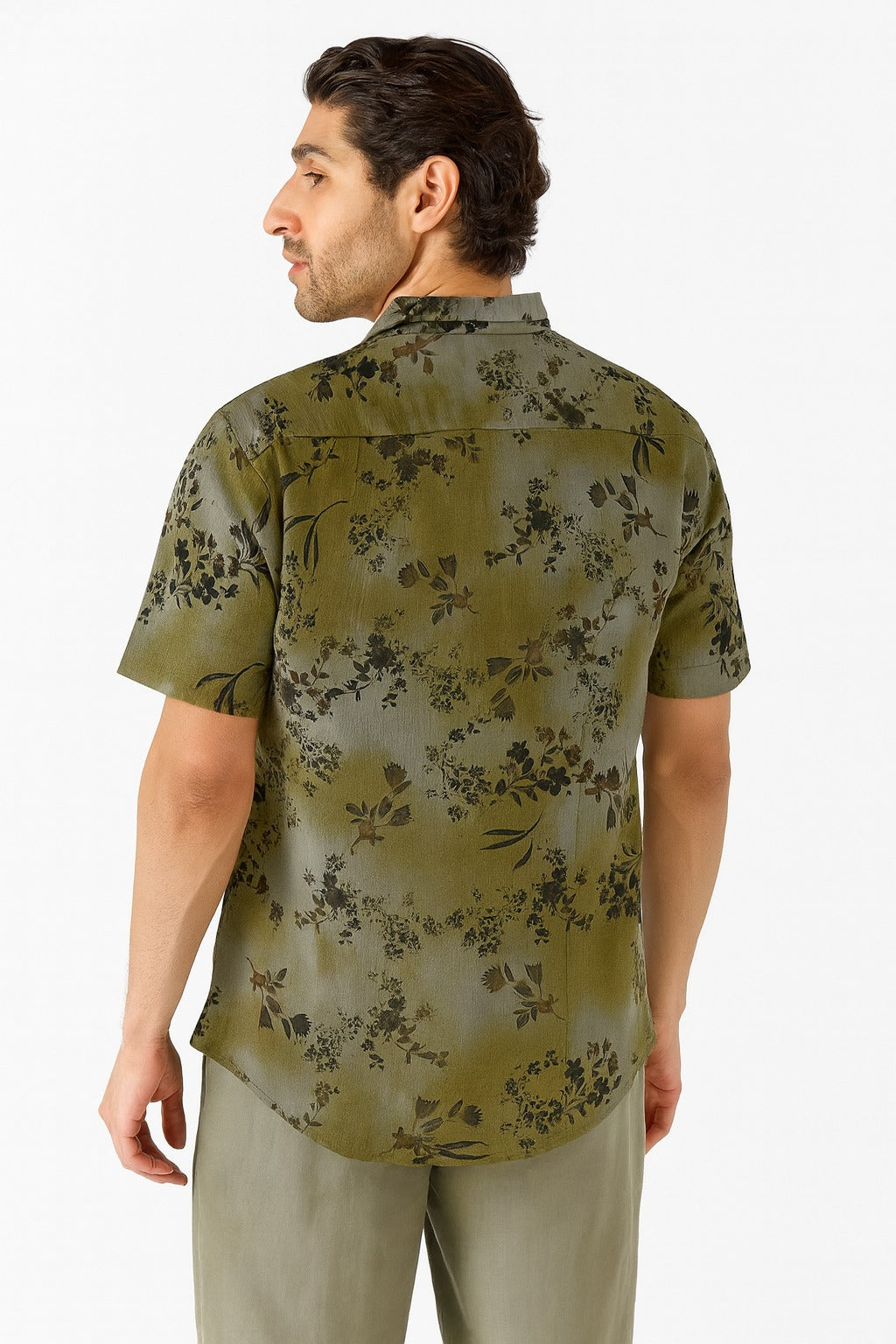 Olive Breeze Floral Print Men's Shirt / MH