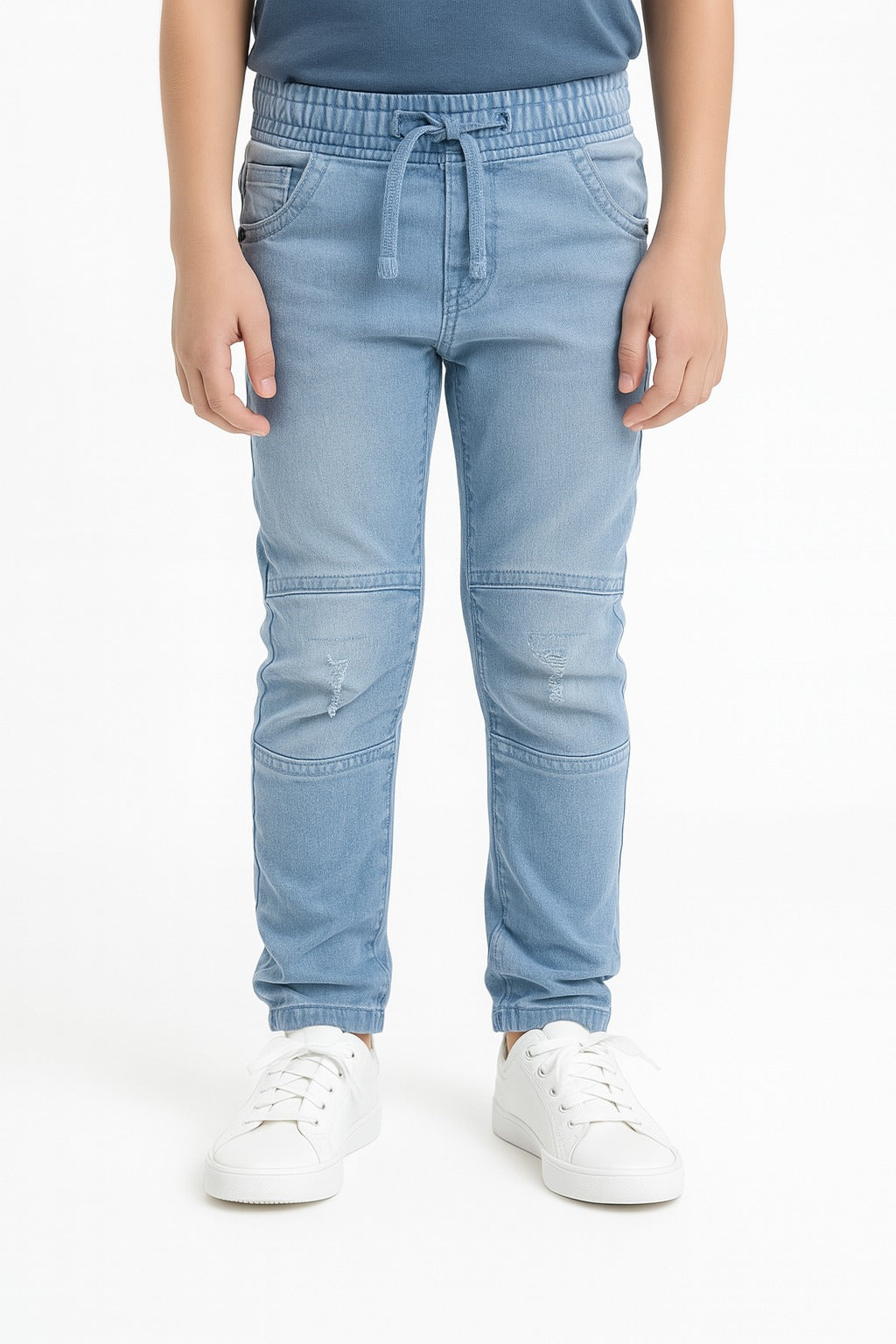 Kids' Knee Stitch Detailing Cotton Denim Pants I MH