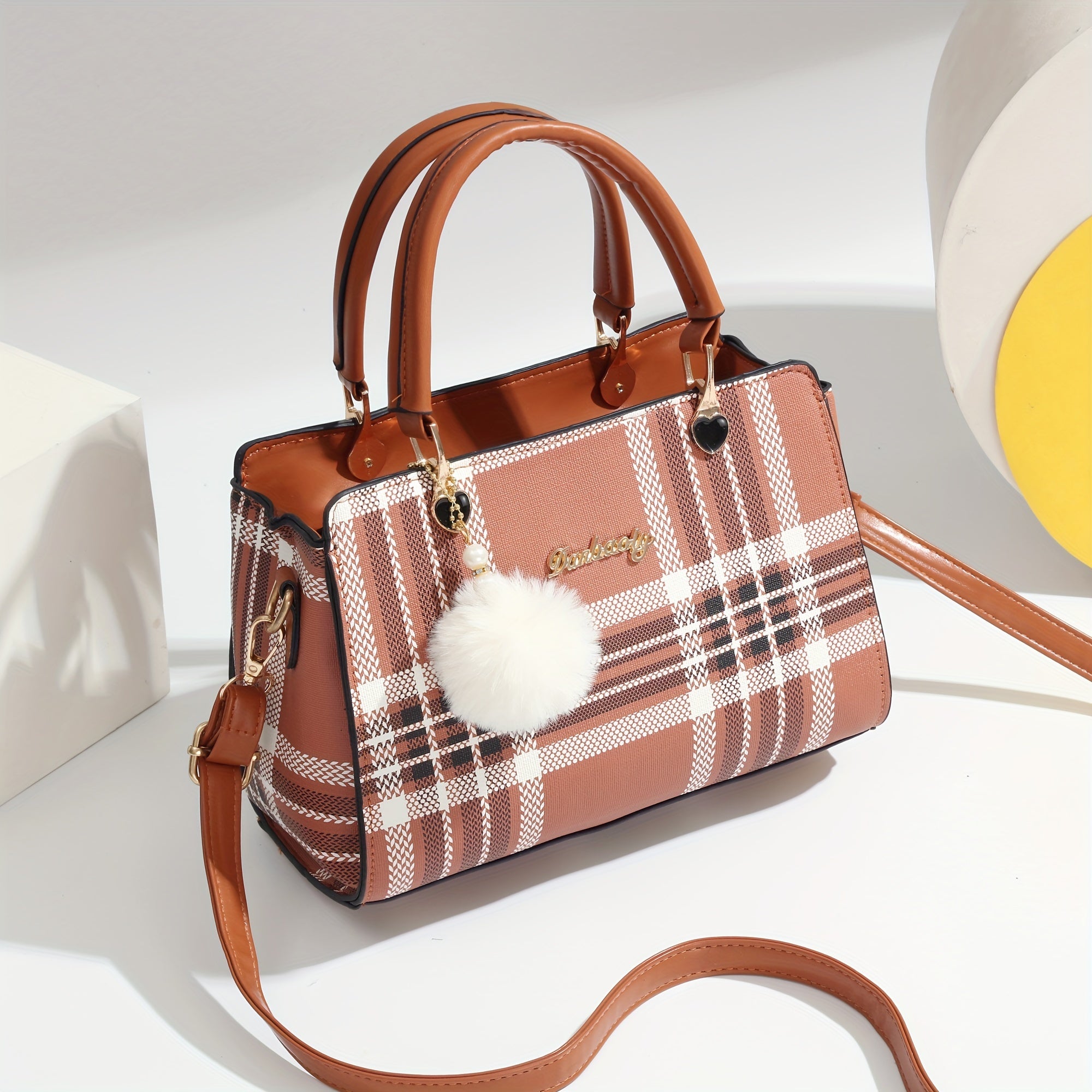 Letter Decor Satchel Bag, Stylish Top Handle Purse, Large Capacity Shoulder Office & Work Bag