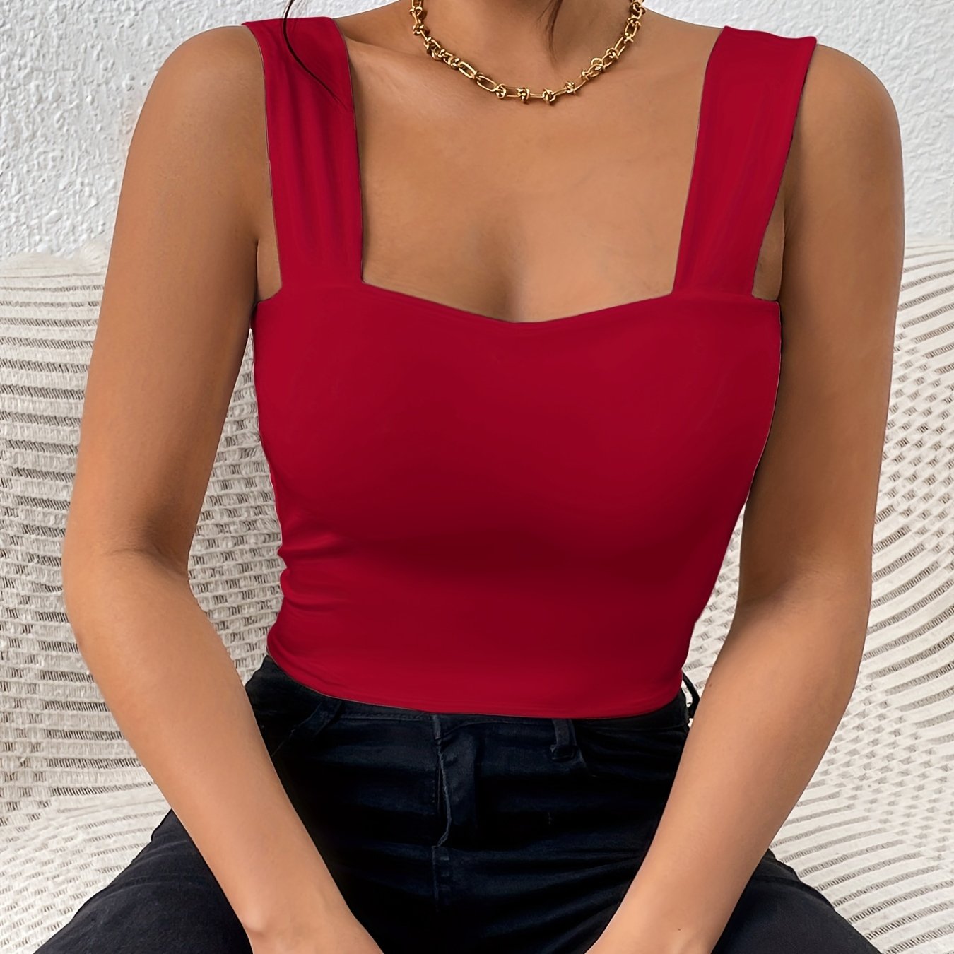 Women's Basic Solid Crop Tank Top,