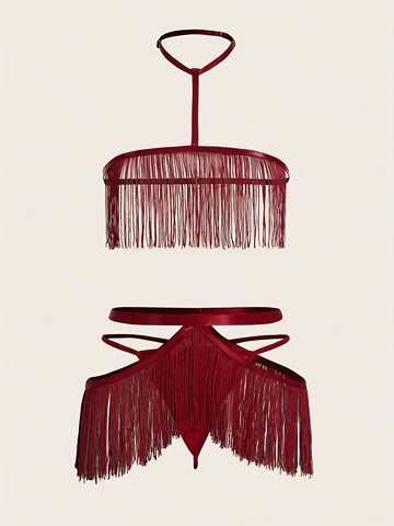 Halter Neck Tassel Fashion Charm Design Lingerie Set, /MH