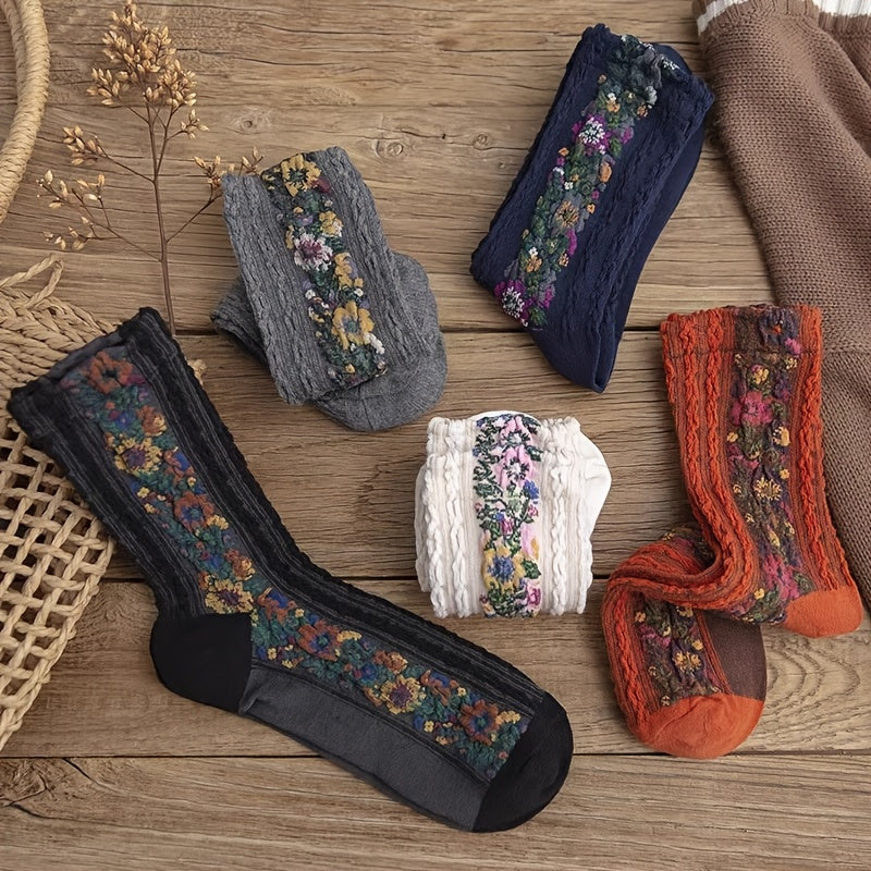 Palace Style Retro Floral Socks for Women,/MH
