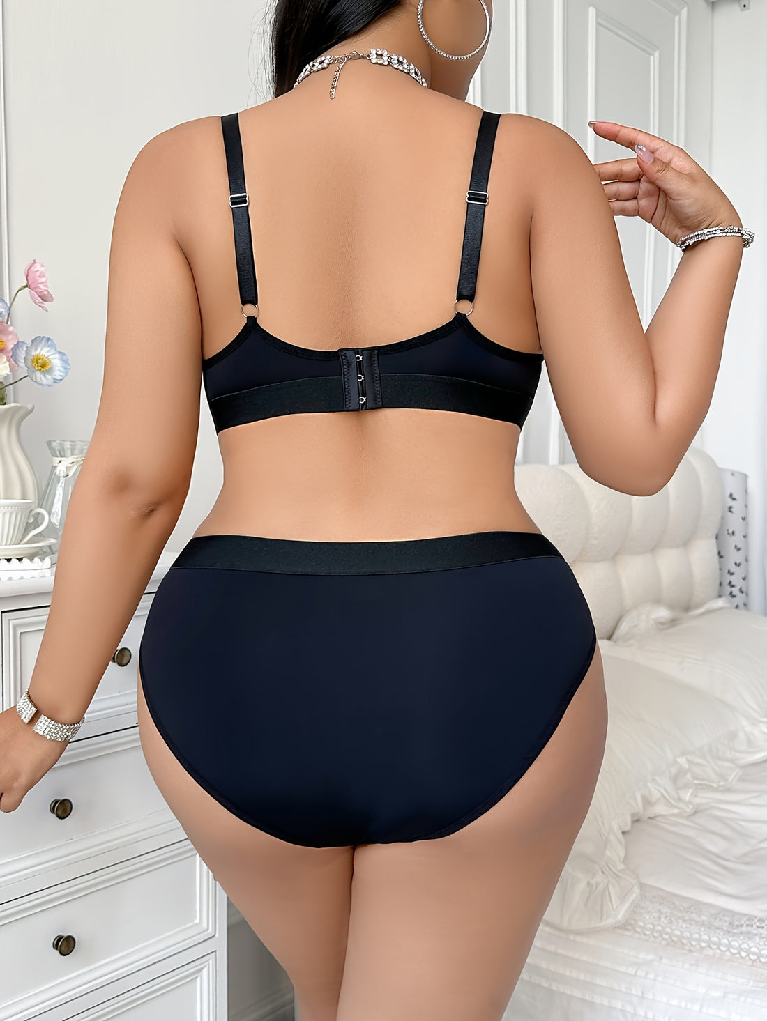 Comfortable Plus Size Bra Set with No Underwire, Elegant Style,/ MH