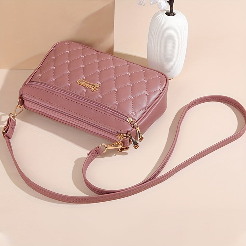 Fashionable Crossbody Bag with Multiple Layers And Large Capacity, Versatile Shoulder Bag for Women., Secure Travel Purse | Quilted Exterior Bag | Synthetic Synthetic Leather Bag