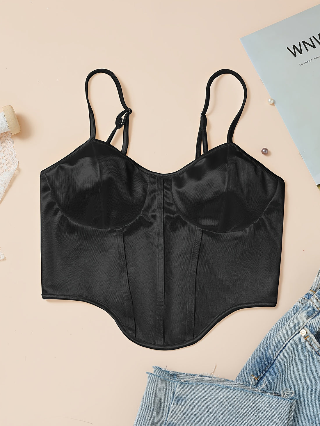 Chic Light Purple Satin Corset Crop Top .