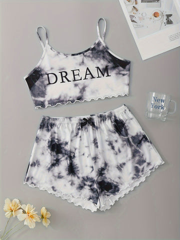 Casual Tie Dye Print Sleepwear, /MH