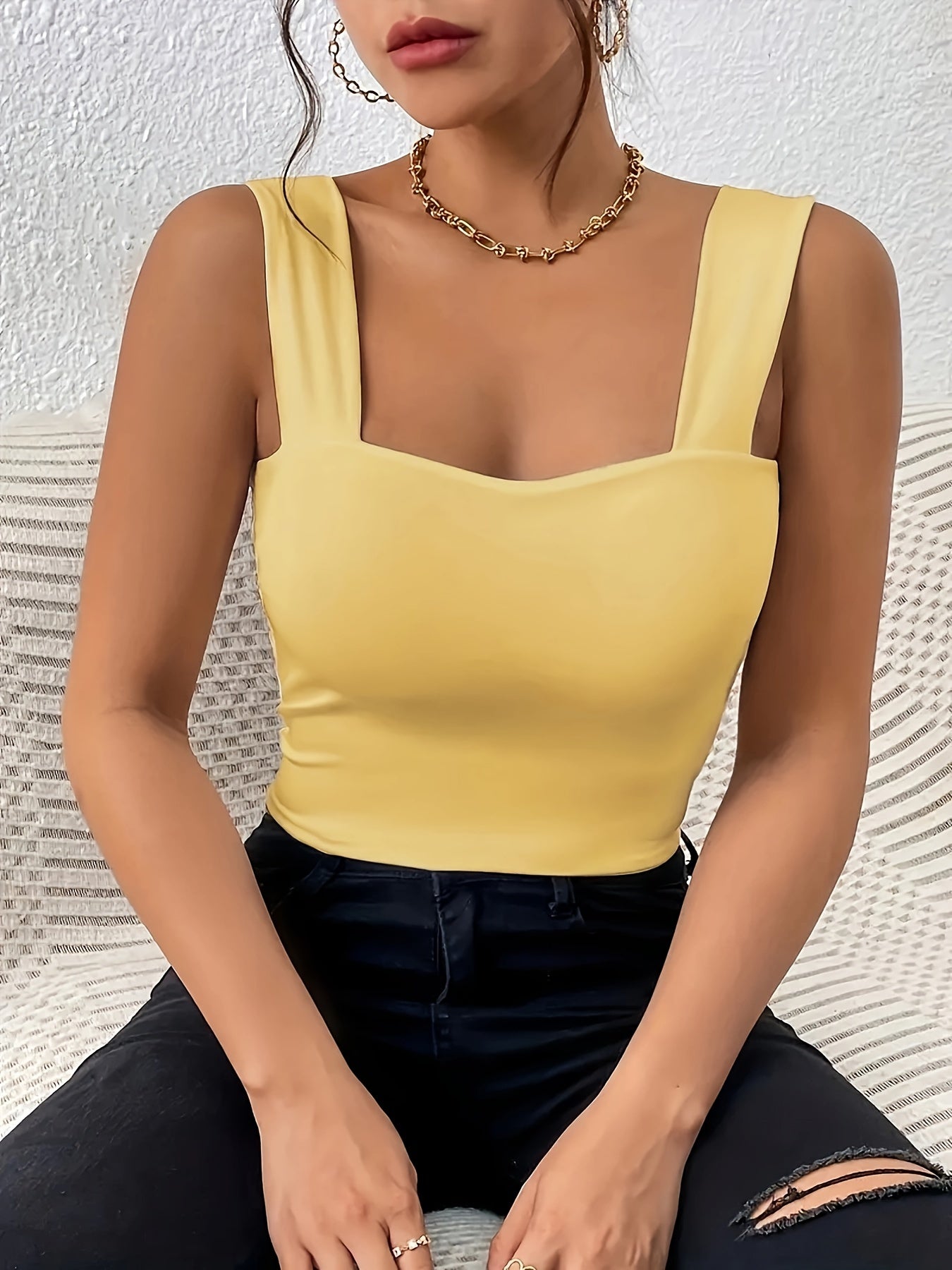 Women's Basic Solid Crop Tank Top,