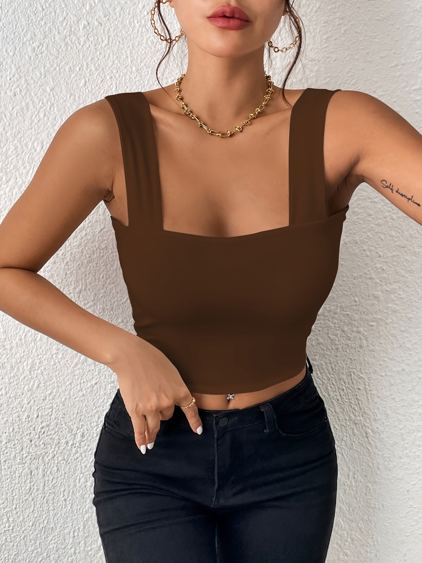 Women's Basic Solid Crop Tank Top,