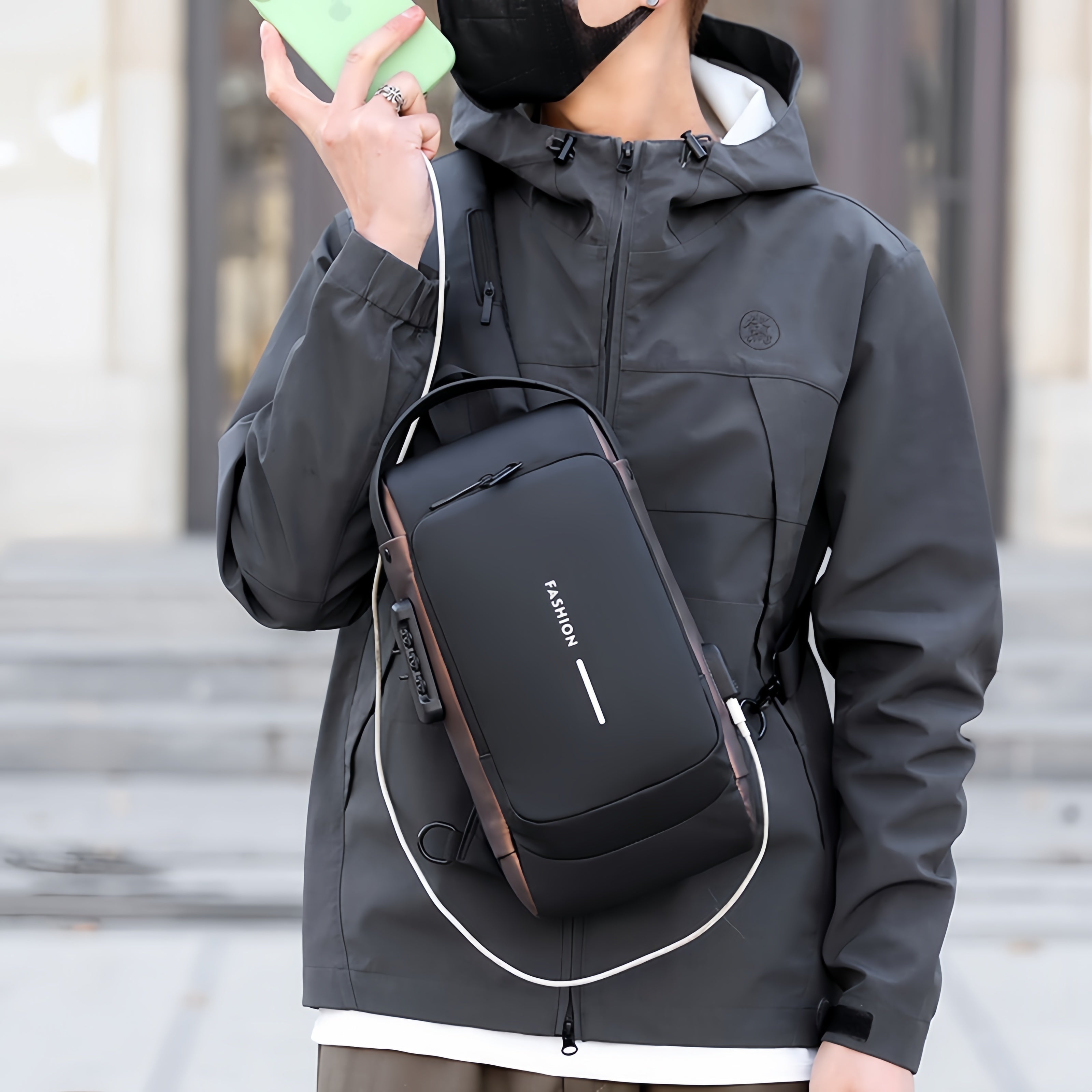 1pc Multi-functional Trendy Sling Bag With Password Lock, Leisure Travel Sport Chest Bag, Wear-resistant Crossbody Bag For Hanging Out & Daily Commute, Suit For Men And Women