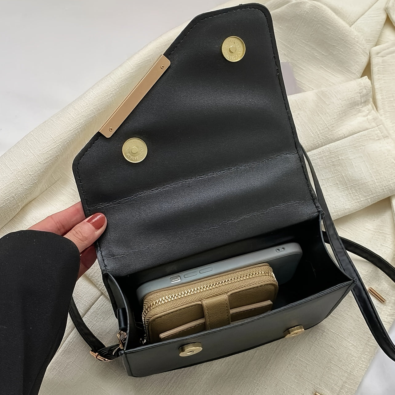 1pc, Chic Mini Quilted Square Handbag, PU Material, Top Handle With Crossbody Strap, Elegant Flap Closure, Fashion Accessory For Women