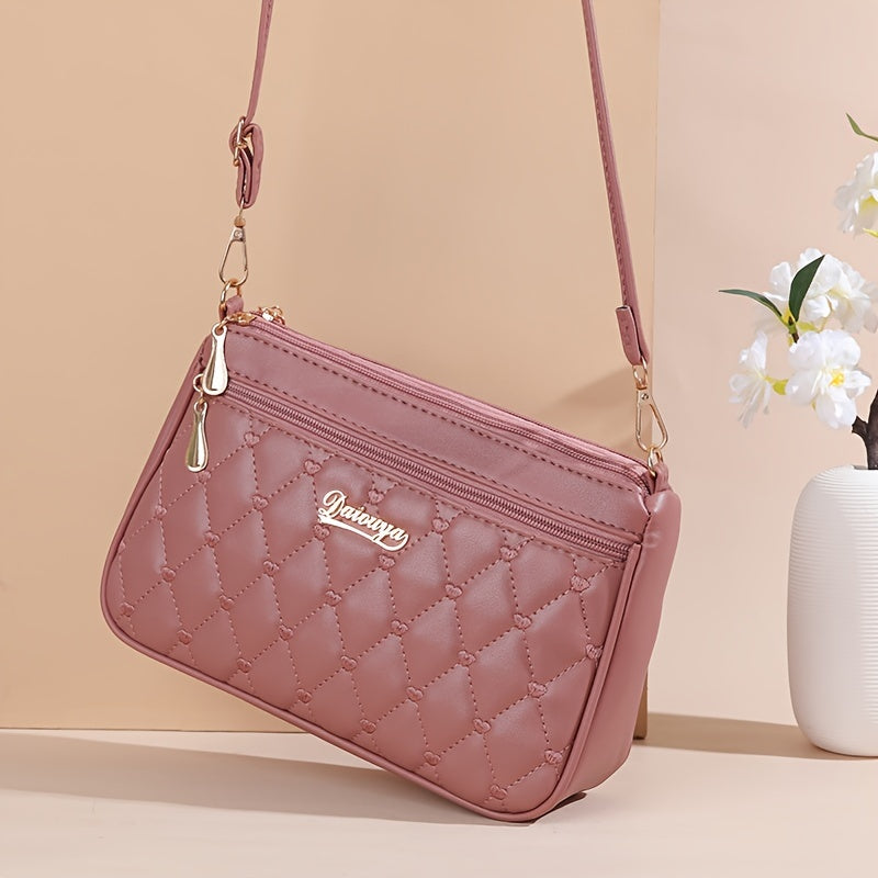 Fashionable Crossbody Bag with Multiple Layers And Large Capacity, Versatile Shoulder Bag for Women., Secure Travel Purse | Quilted Exterior Bag | Synthetic Synthetic Leather Bag