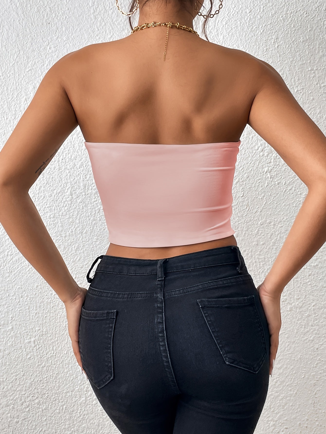 Sexy Bodycon Crop Tube Top, Solid Stretchy Tube Top,