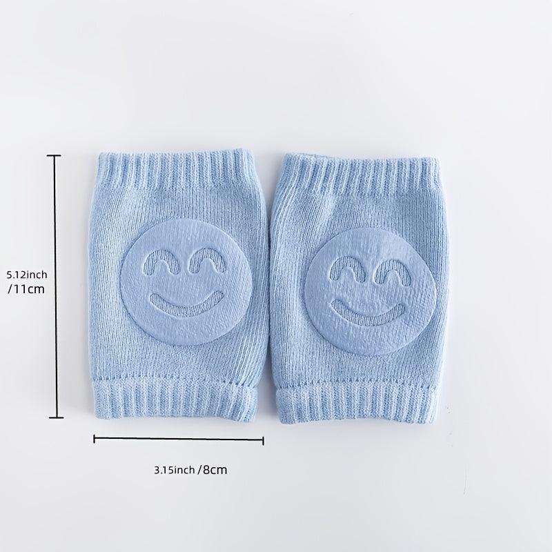 A Pair Four Seasons Fur Ring Baby Leg Protector, Elbow Toddler Crawling Baby Happy Face Knee Brace Non-slip Socks, Adjustable Elastic Neutral, As Halloween, Chrismas Gift