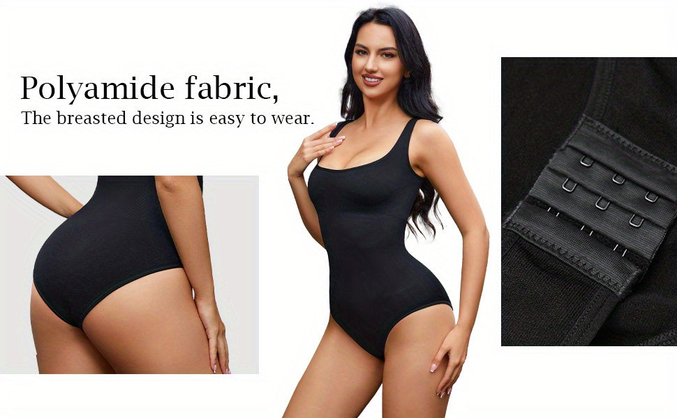 Women's Simple Solid Square Neck Sleeveless Tummy Control Tank Top