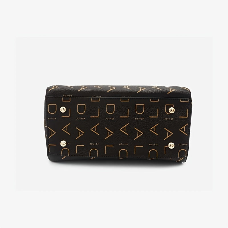 Letter Print Handbag, Tassel Decor Square Crossbody Bag, Women's Small Top Handle Purse