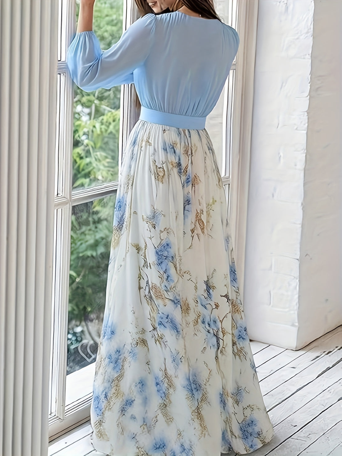 Elegant Women'S Bohemian Chiffon Maxi Dress ./MH
