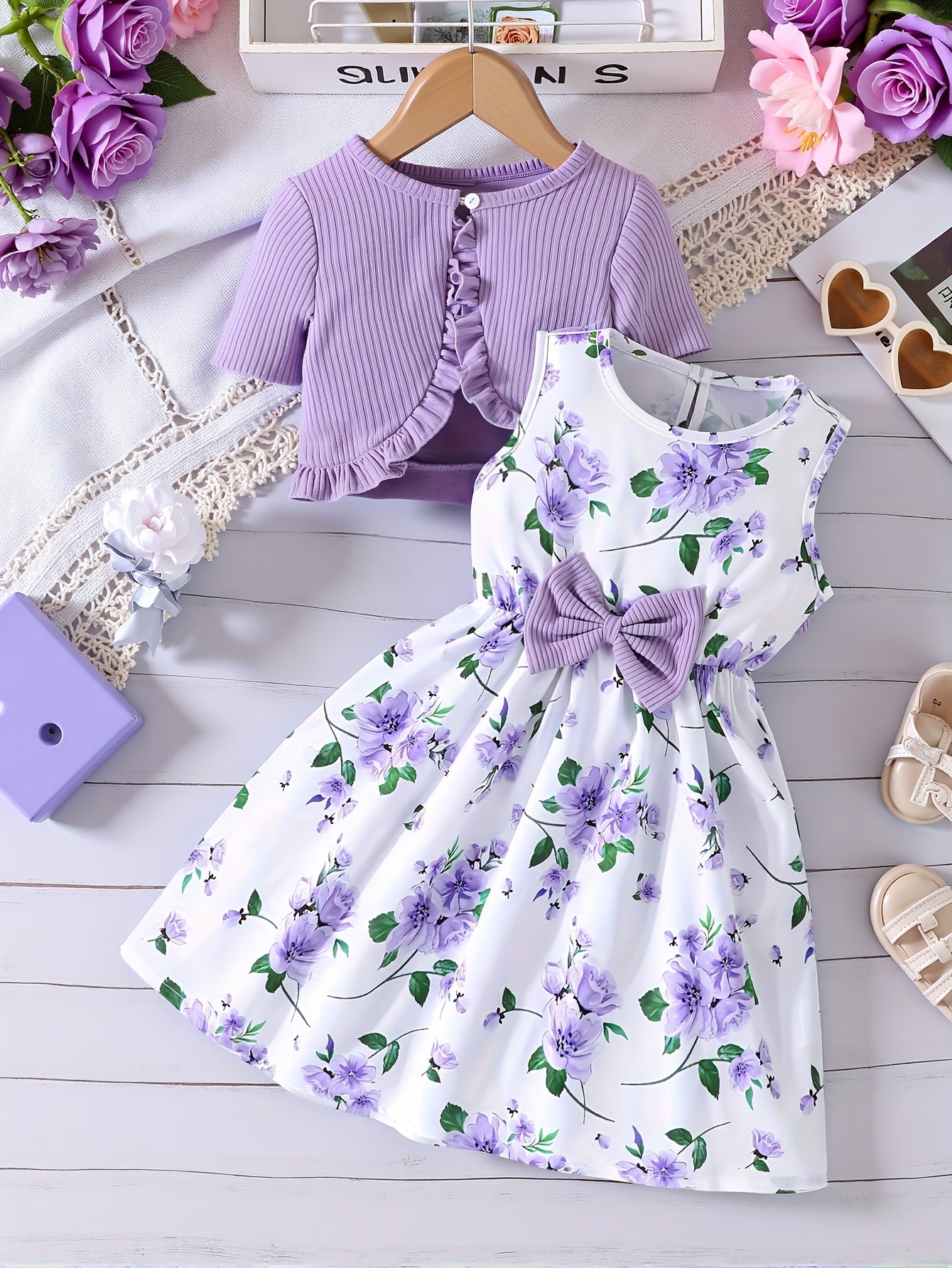 Girls' Fashion Princess Print Dress with Jacket./MH