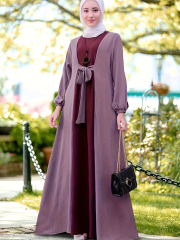 Color Block Tie Front Kaftan Dress, women fashion'/MH