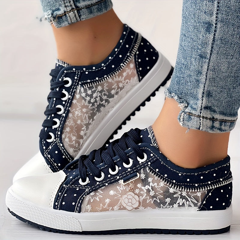 CHICME Women's Floral Mesh & Synthetic Cover Casual Sneakers .