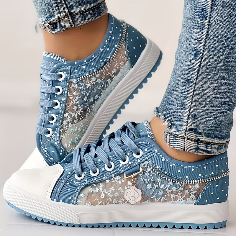 CHICME Women's Floral Mesh & Synthetic Cover Casual Sneakers .