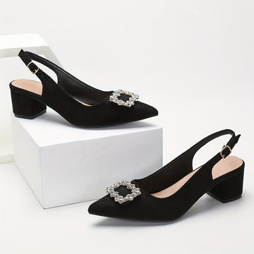 Glamorous Sparkling Rhinestone Buckle Heels -/MH