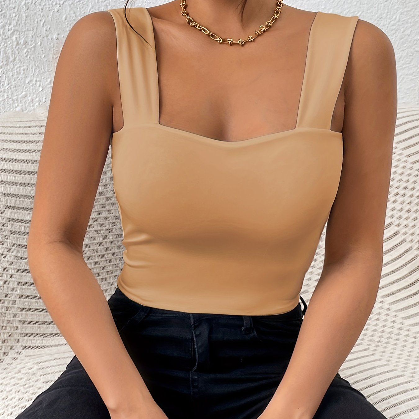 Women's Basic Solid Crop Tank Top,