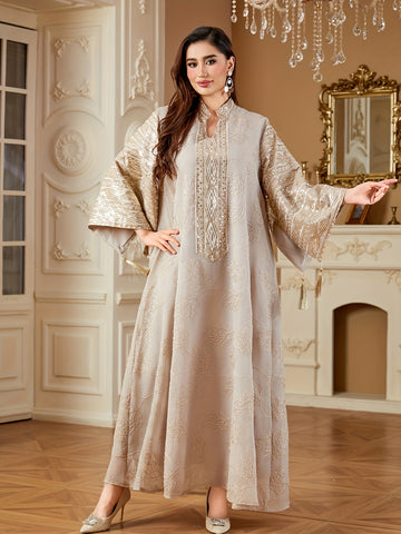 Elegant Black & Golden Decorated Kaftan for Women - ./MH