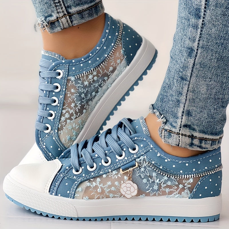 CHICME Women's Floral Mesh & Synthetic Cover Casual Sneakers .