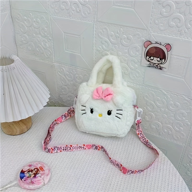 Sanrio Plush Tote Bag, Kawaii Kuromi Cinnamoroll Melody Cartoon Anime Handbag, Adjustable Strap Crossbody Bag, Travel Storage Bag For Women Girls