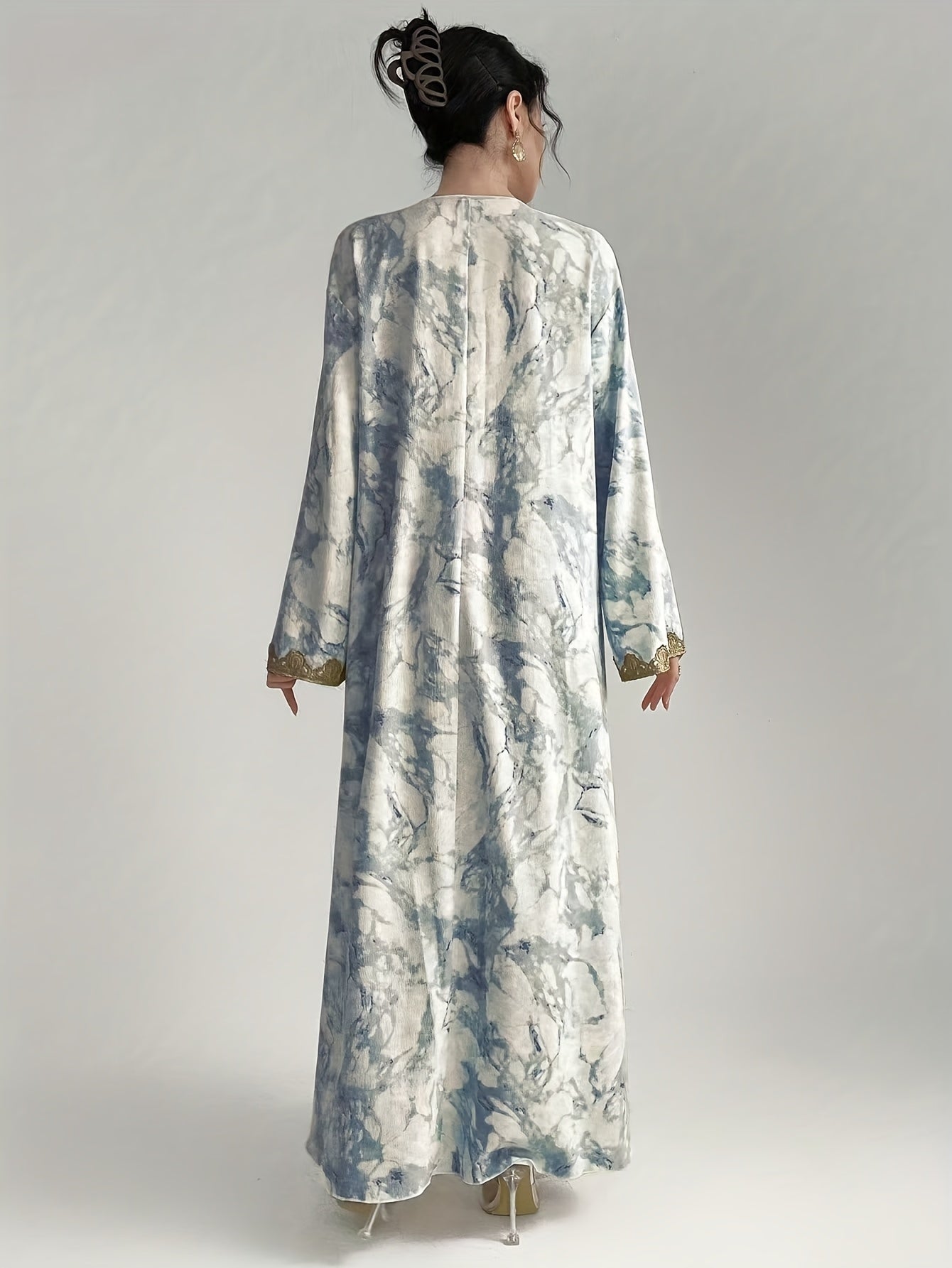 Round Neck Embroidered Stylish Over-the-Knee Maxi Dress./MH
